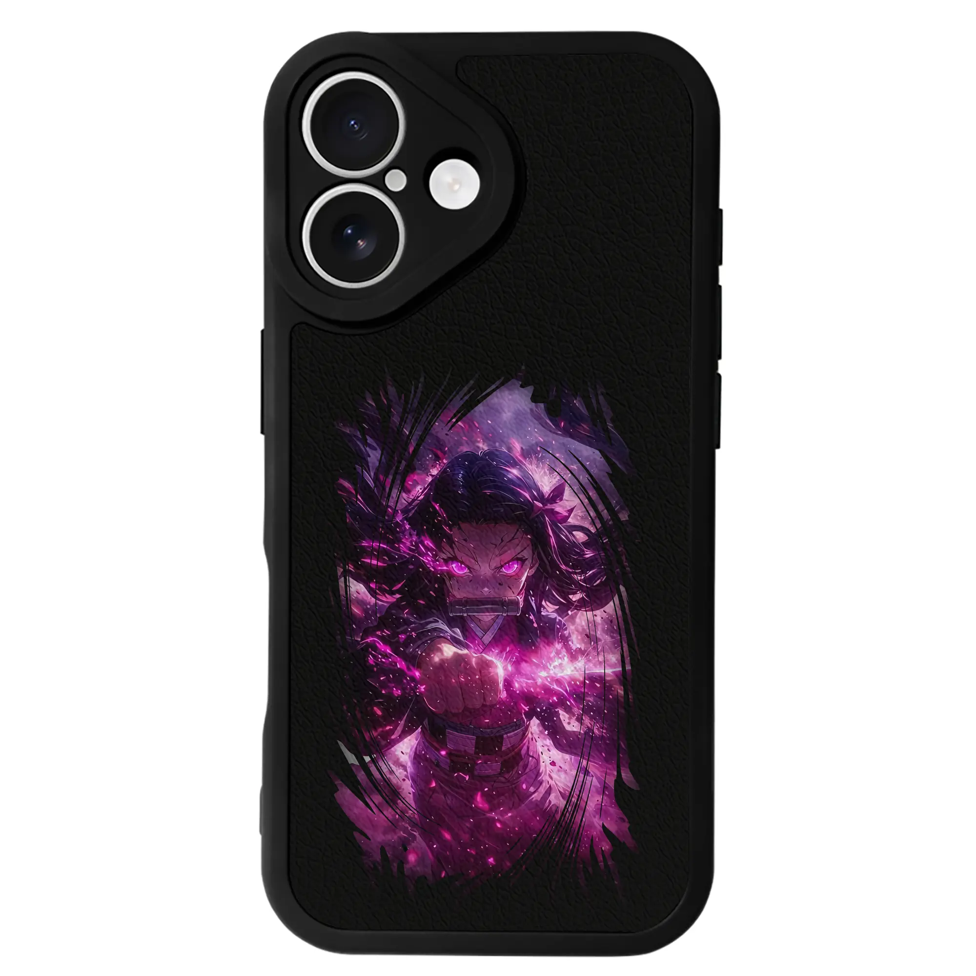 鬼滅の刃 グッズ,竈門 禰豆子 - IPhone 16シリーズ対応 ・ シリコンスマホケース ・ レザー調 ・ 高精度フィット ・ 耐衝撃 ・ ワイヤレス充電対応 ・ 精密カット